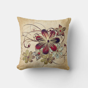 Elegant Poinsettia Gemstone Holiday Throw Pillow