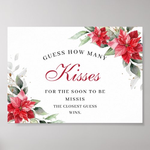 Elegant Poinsettia Guess How Many Bridal Shower Po Poster