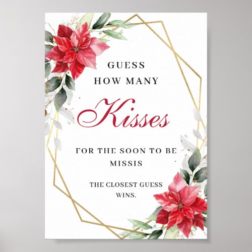 Elegant Poinsettia Guess How Many Bridal Shower Po Poster