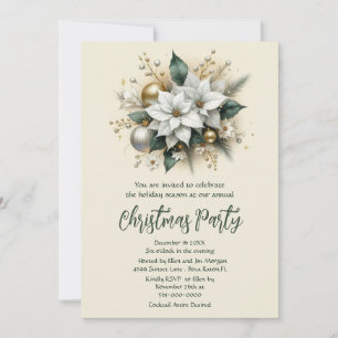 Elegant Poinsettia Holiday Party  Invitation