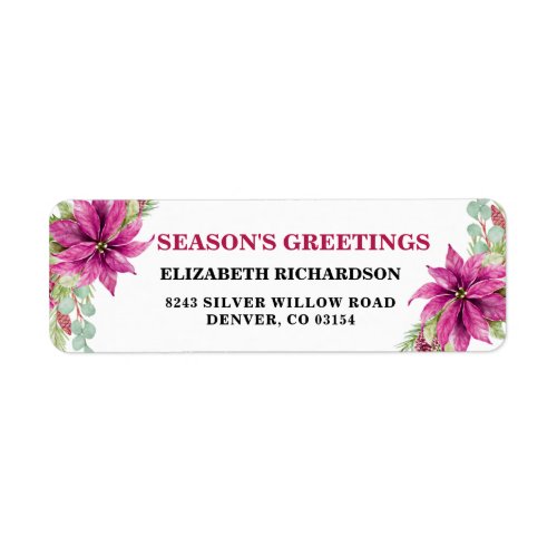 Elegant Poinsettia Holiday Return Address Label