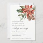 Elegant Poinsettia Pine Cone Wedding Invite<br><div class="desc">If you need any further customisation please feel free to message me on yellowfebstudio@gmail.com.</div>