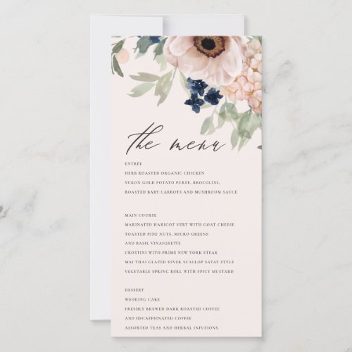 Elegant Poinsettia Pine Cone Wedding Menu Card