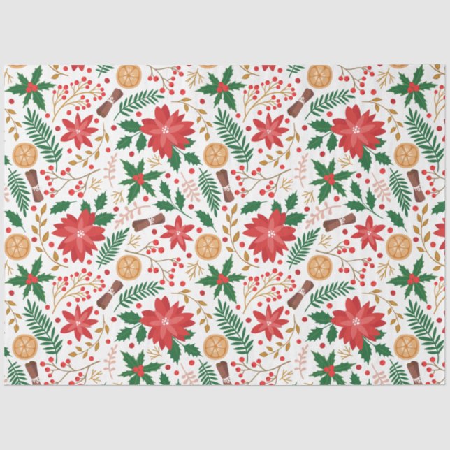 Elegant Poinsettia Winter Floral Botanical Tissue Paper (Front)