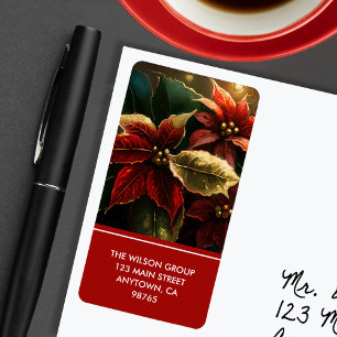 Elegant Poinsettias Christmas Return Address Label