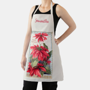 Elegant Poinsettias in Decorative Gold Frame Apron