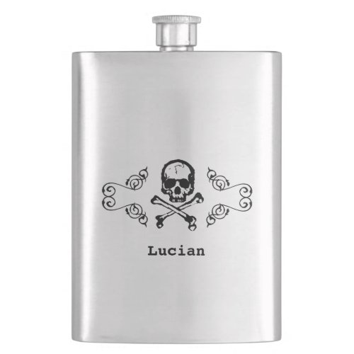 Elegant Poison Skull Monogram Goth Flask