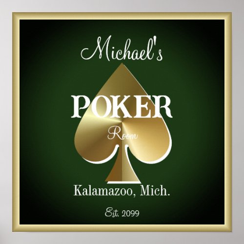 Elegant Poker Playing Cards Room Poster Print