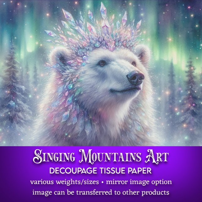 Elegant Polar Bear Ice Crystal Crown Decoupage Tissue Paper (Creator Uploaded)
