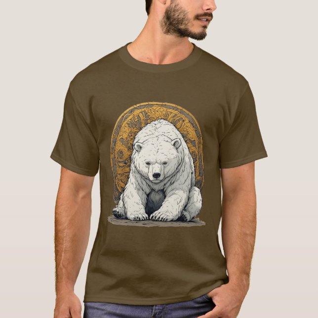 Elegant Polar Bear Illustration T-Shirt (Front)