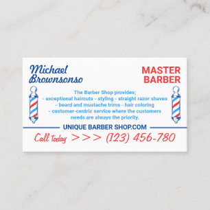 Elegant Pole Logo for Barber Shop Business Card