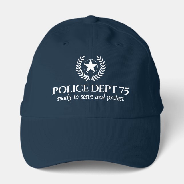 Elegant Police Department White Laurel Star Performance Cap (Front)