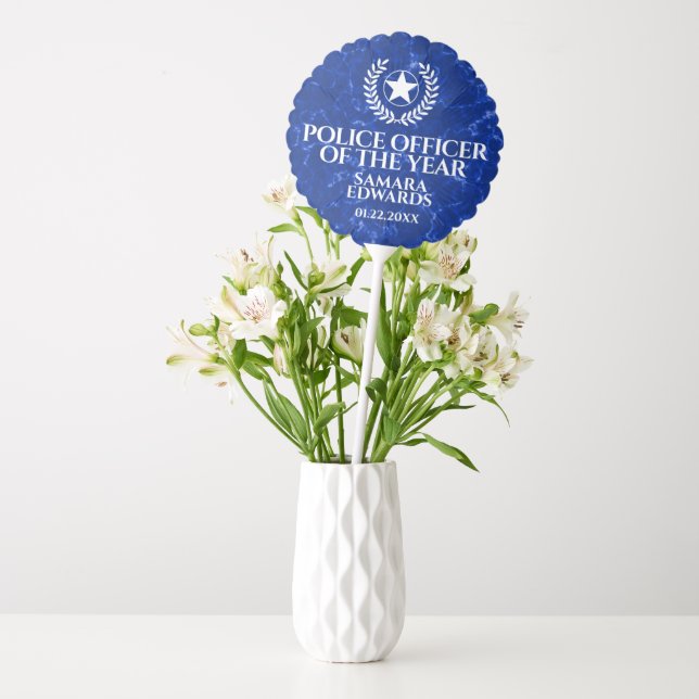 Elegant Police Officer of the Year Blue Marble Balloon (Vase)
