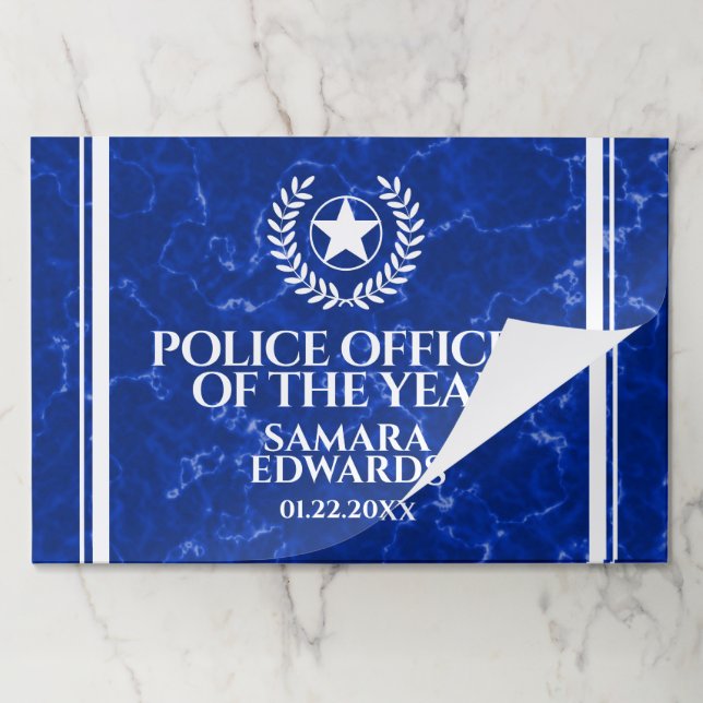 Elegant Police Officer of the Year Blue Marble Paper Pad (Folded)