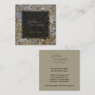 Elegant Polished Granite Gray, Rust & Taupe Chic Square Business Card