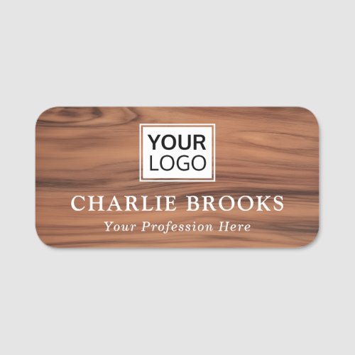 Elegant polished wood grain look name and title name tag