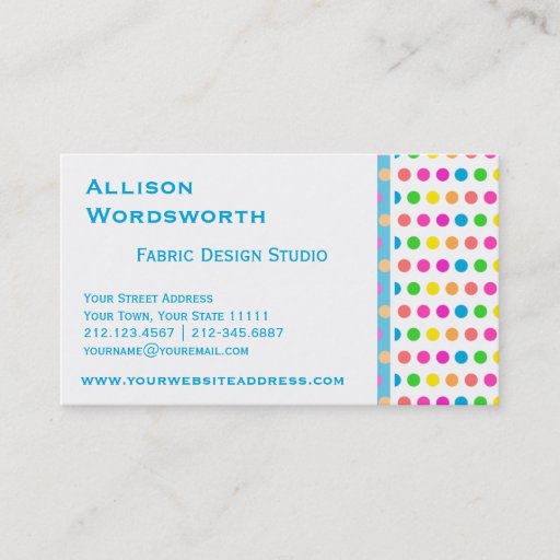 Customizable Elegant Polka Dot Designer Fun Polka Dots Business Card