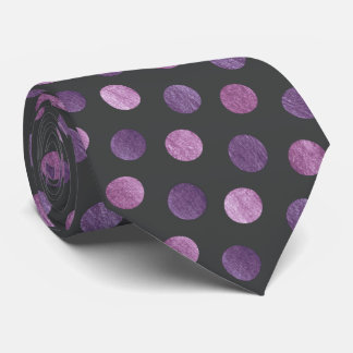 Elegant Polka Dot Lavender & Charcoal Grey Custom Neck Tie
