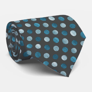 Elegant Polka Dot Personalized Blue Charcoal Grey Neck Tie
