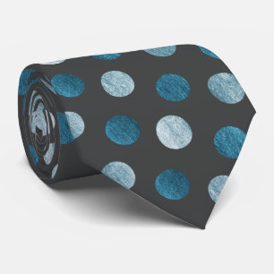 Elegant Polka Dot Personalized Blue Charcoal Grey Neck Tie