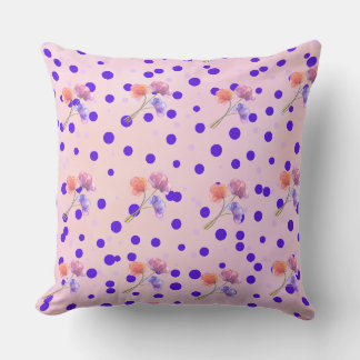 Elegant Polka Dots and Floral Design Throw Pillow