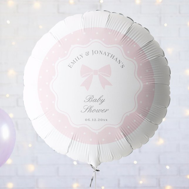 Elegant Polka Dots Baby Pink Bow Girl Baby Shower Balloon (Creator Uploaded)