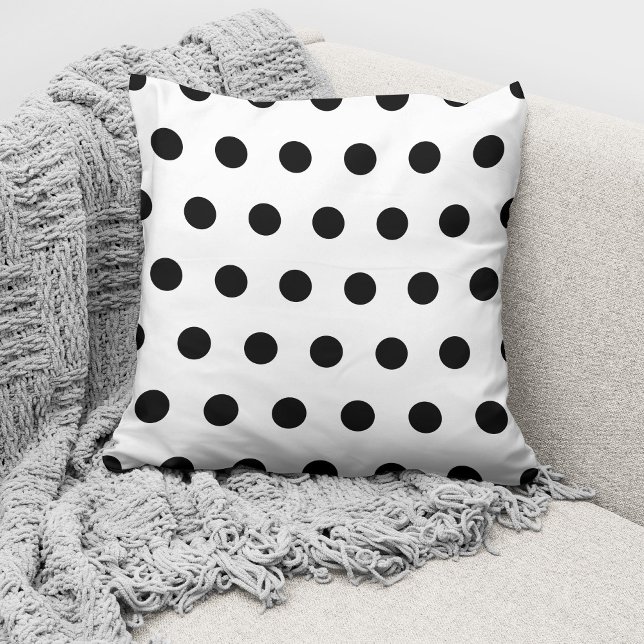 Elegant Polka Dots Black And White Throw Pillow (Creator Uploaded)