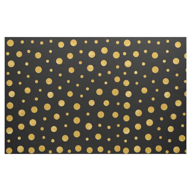 Elegant polka dots - Black Gold Fabric (Fat Quarter)