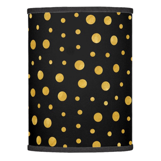 Elegant polka dots - Black Gold Lamp Shade (Front)