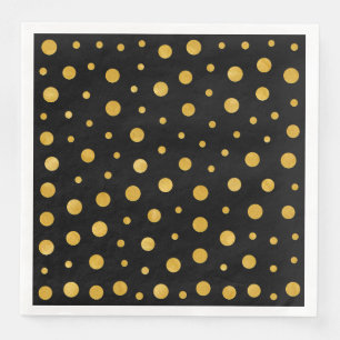 Elegant polka dots - Black Gold Paper Dinner Napkins