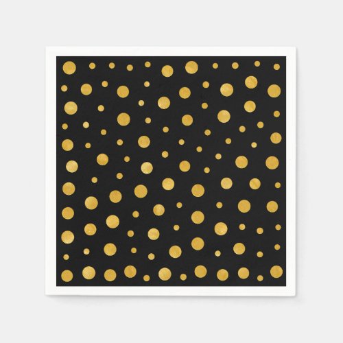 Elegant polka dots _ Black Gold Paper Napkins