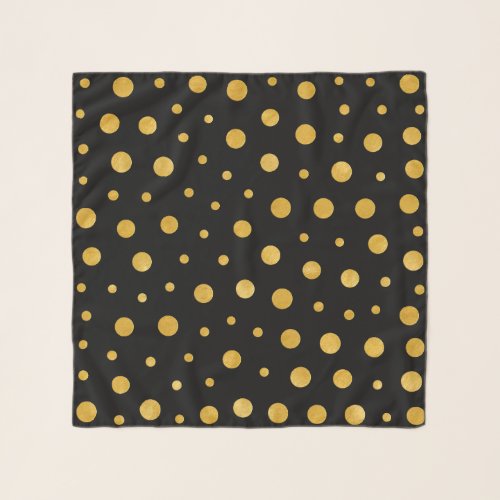 Elegant polka dots - Black Gold Scarf