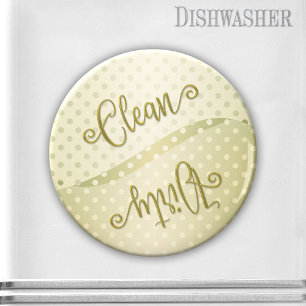 Elegant Polka Dots Clean Dirty Dishwasher Magnet