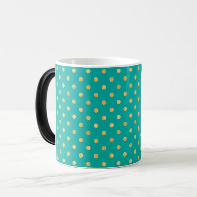 Elegant Polka Dots -Mint & Gold- Color Morph Mug (Front Left)