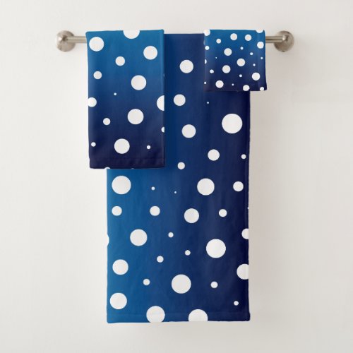 Elegant polka dots _ Ocean Blue and White Bath Towel Set