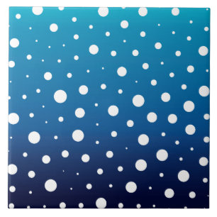 Elegant polka dots - Ocean Blue and White Ceramic Tile