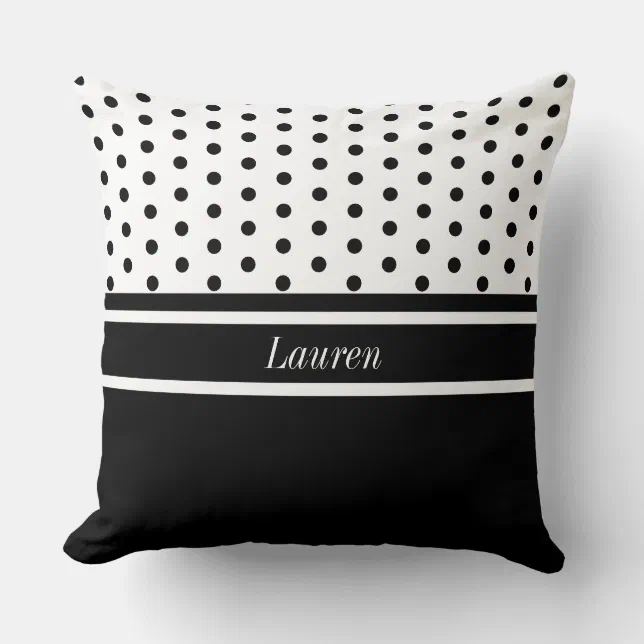 Elegant Polka Dots on Black and White Throw Pillow Zazzle