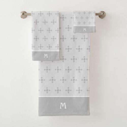 Elegant Polka Dots on Light Silver Gray Bath Towel Set