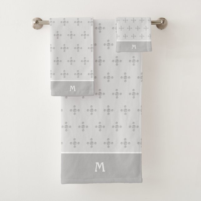 Elegant Polka Dots on Light Silver Gray Bath Towel Set (Insitu)