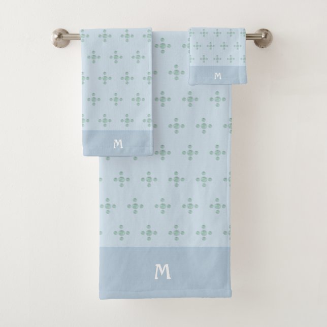 Elegant Polka Dots on Wondrous Blue Bath Towel Set (Insitu)