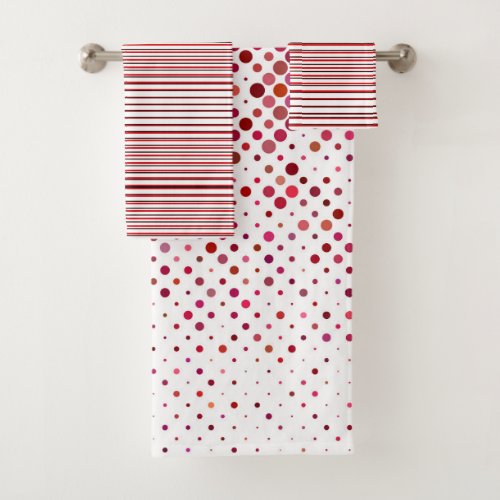  Elegant Polka Dots Parallel Lines Graphic Pattern Bath Towel Set