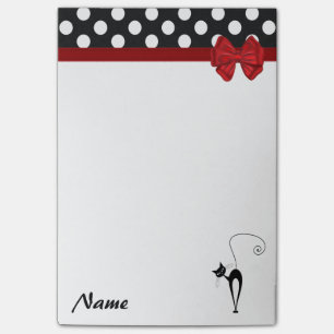 Elegant polka dots whimsical funny cat monogram post-it notes