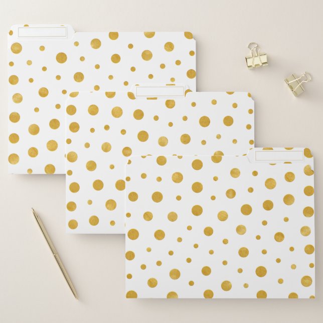 Elegant polka dots - White and Gold File Folder (Set)