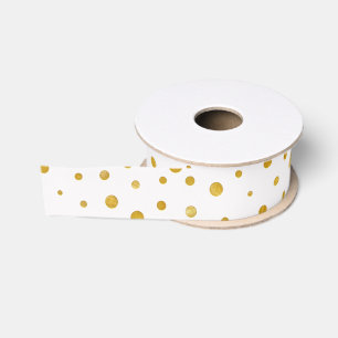 Elegant polka dots - White Gold Grosgrain Ribbon