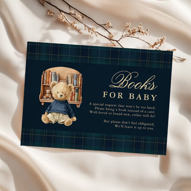 Elegant Polo Bear Baby Shower Books For Baby Enclosure Card (Creator Uploaded)
