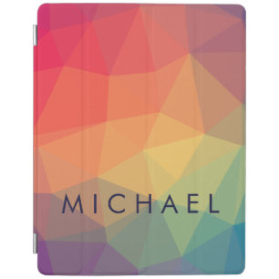 Elegant polygonal triangle colored add your name iPad smart cover