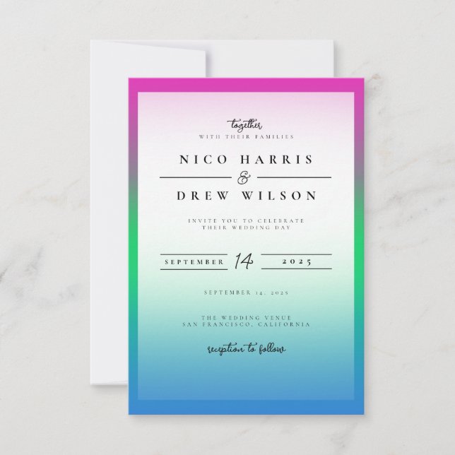 Elegant Polysexual Pride Wedding  Invitation (Front)