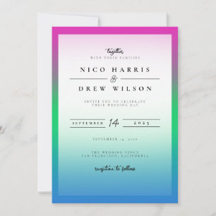 Elegant Polysexual Pride Wedding Invitation