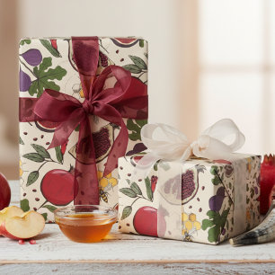 Elegant Pomegranates, Figs and Honey Bees Wrapping Paper