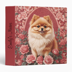 Elegant Pomeranian Dog William Morris Inspired  3 Ring Binder